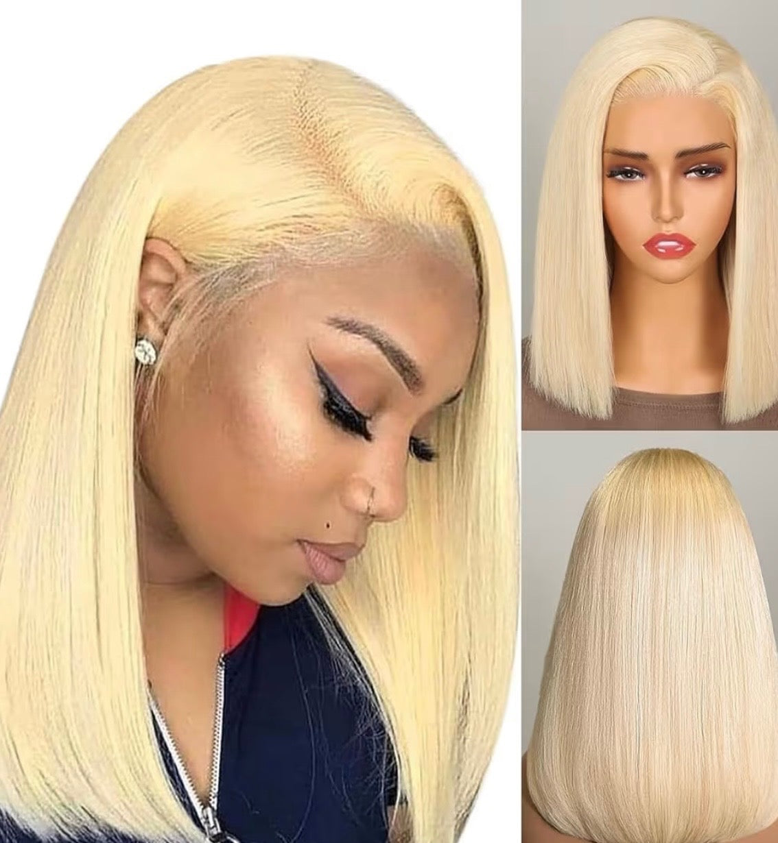 Bob human hair  wig blonde