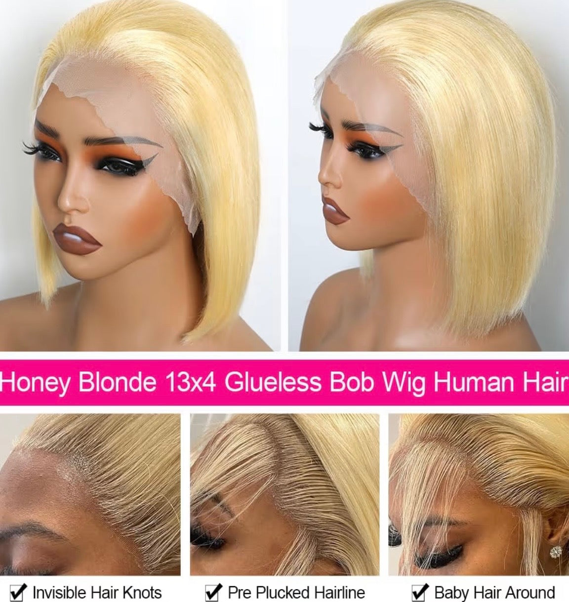 Bob human hair  wig blonde