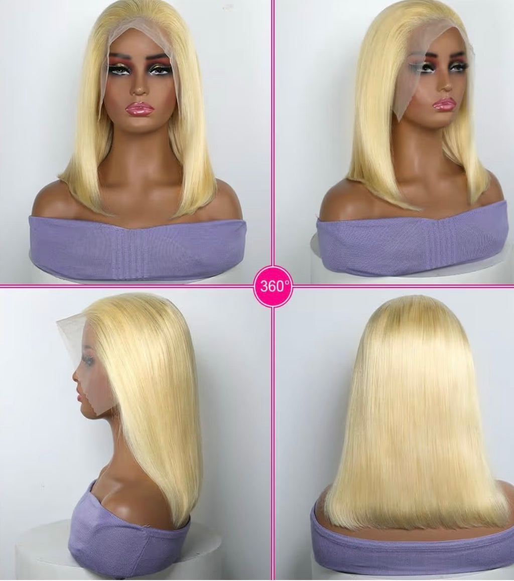 Bob human hair  wig blonde