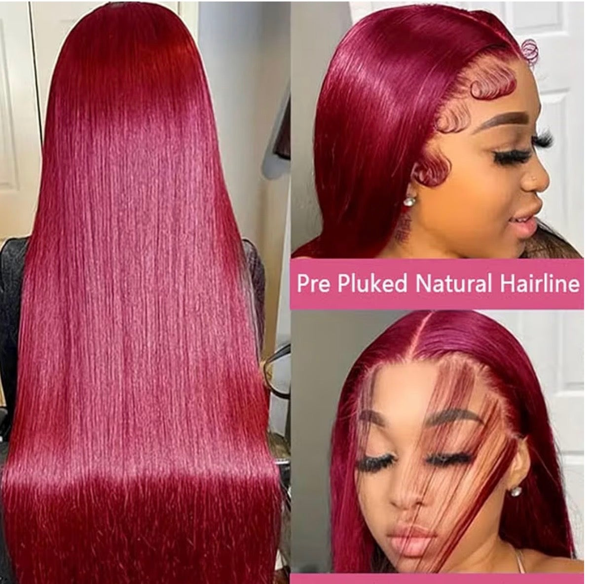 Burgundy lace front