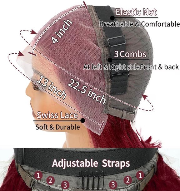 Burgundy lace front